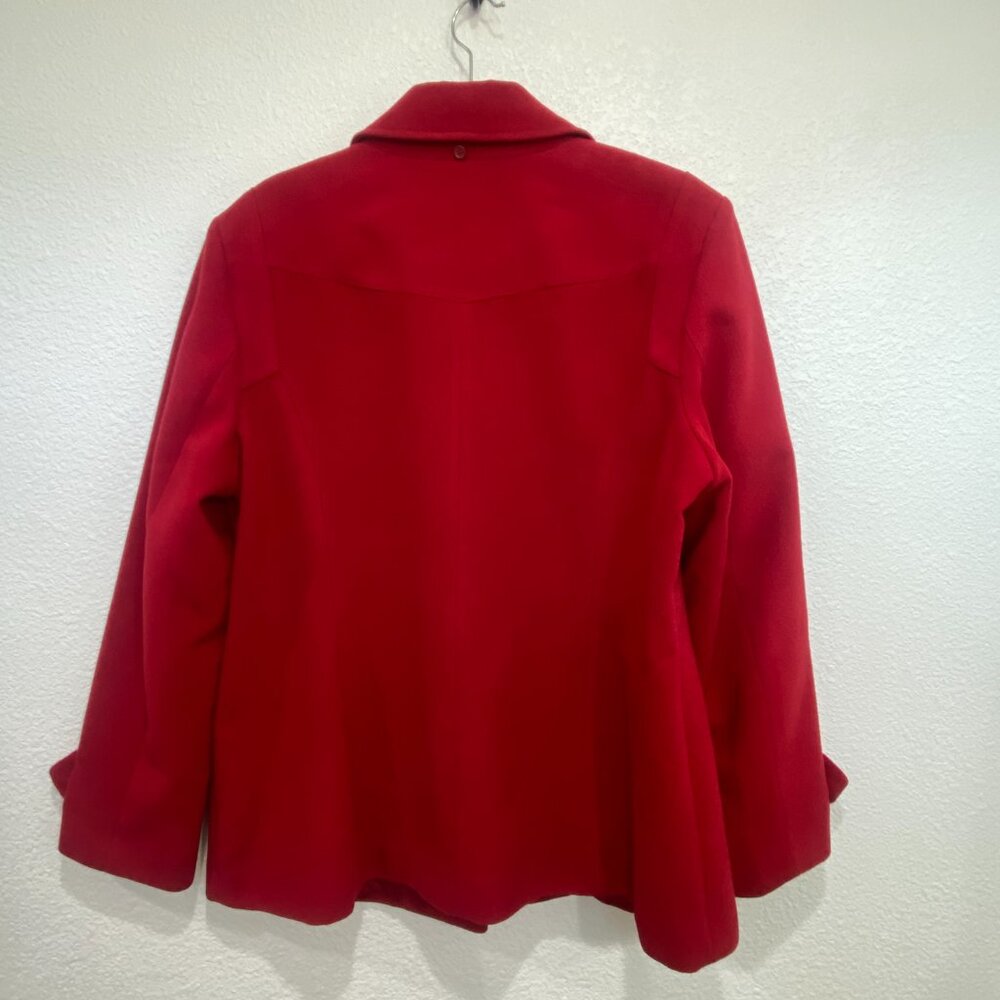 Style & Co Red Wool Blend Toggle Coat Faux Fur Hood XL - Picture 6 of 16